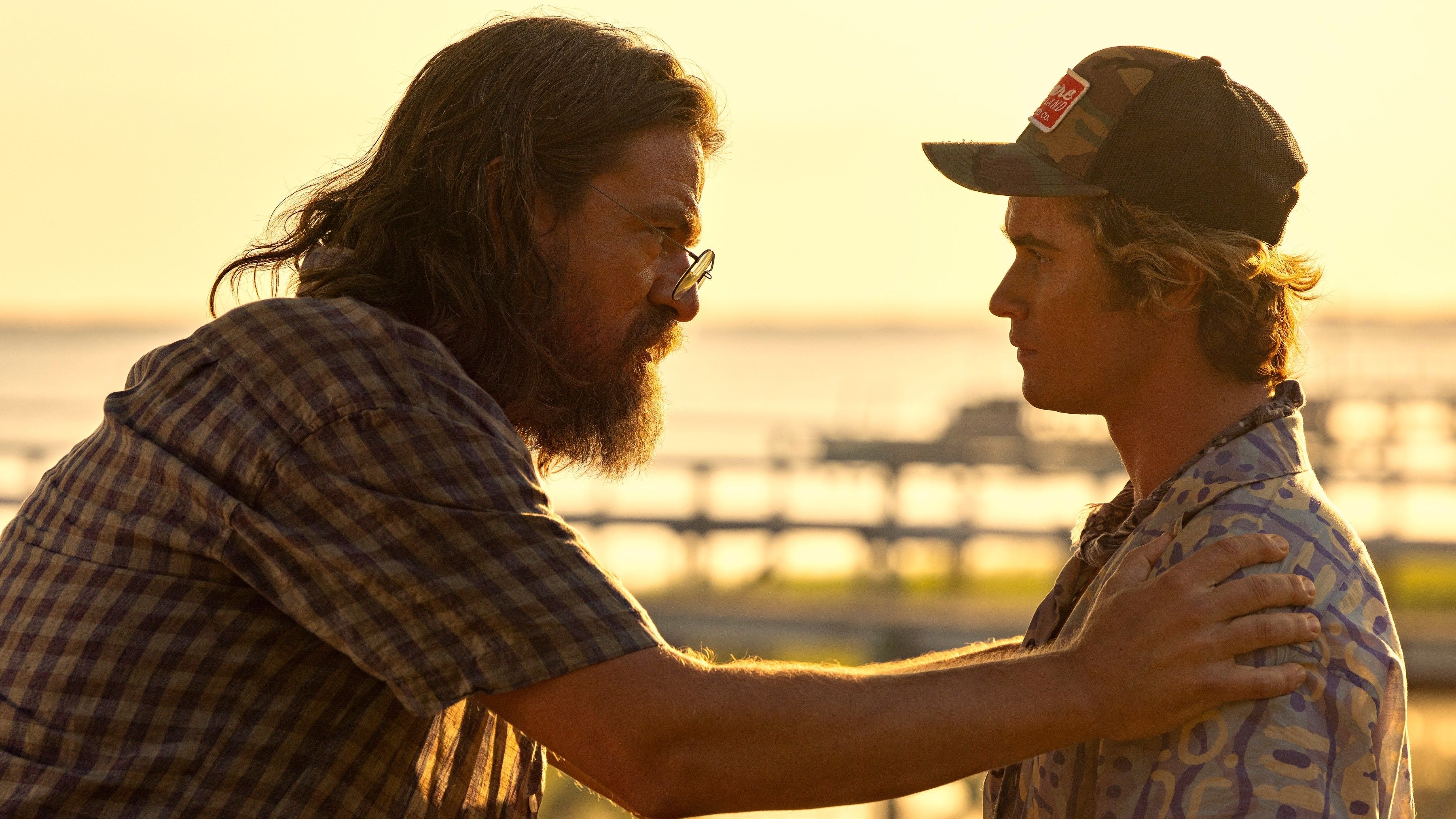 Charles Halford as Big John and Chase Stokes as John B in episode 304 of Outer Banks.