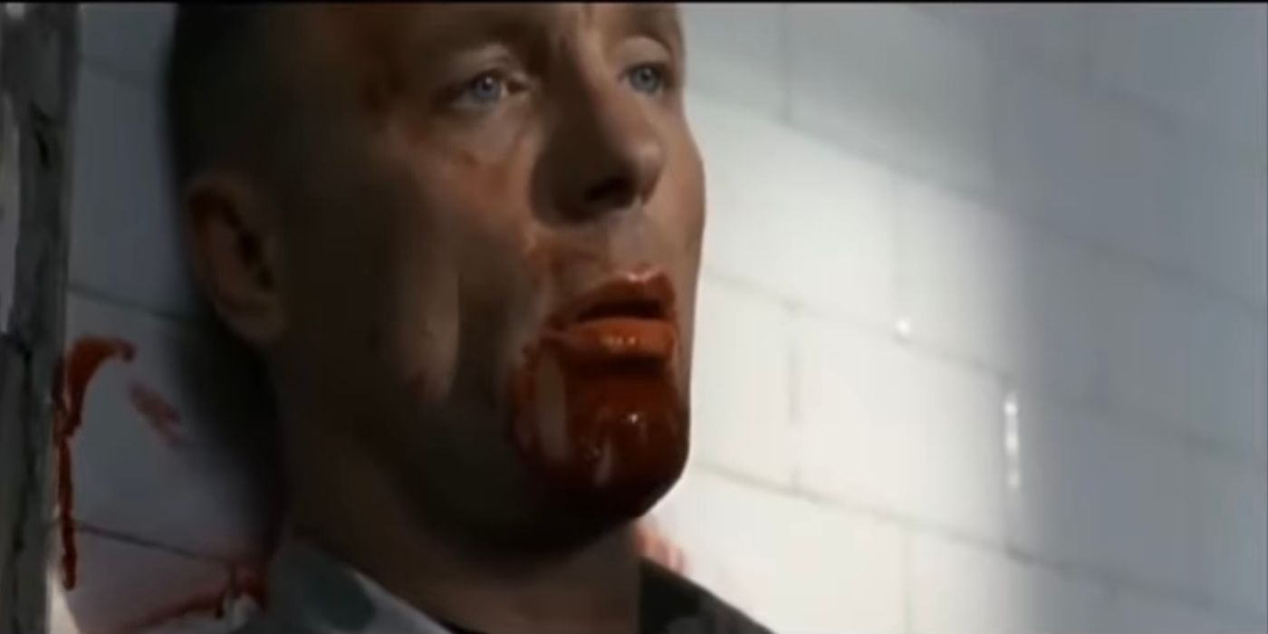 General Hummel leans against the wall at the end of The Rock (1996)