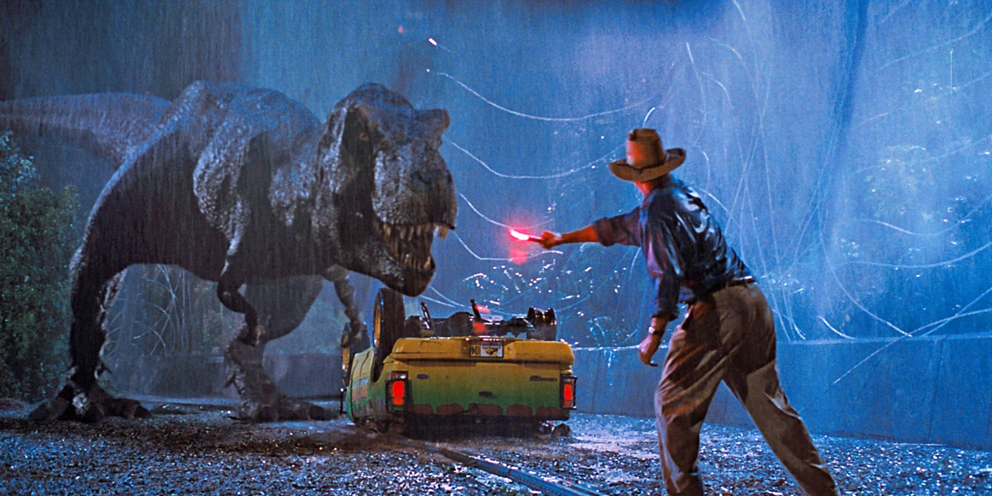 Alan Grant distracted the Tyrannosaurus Rex.