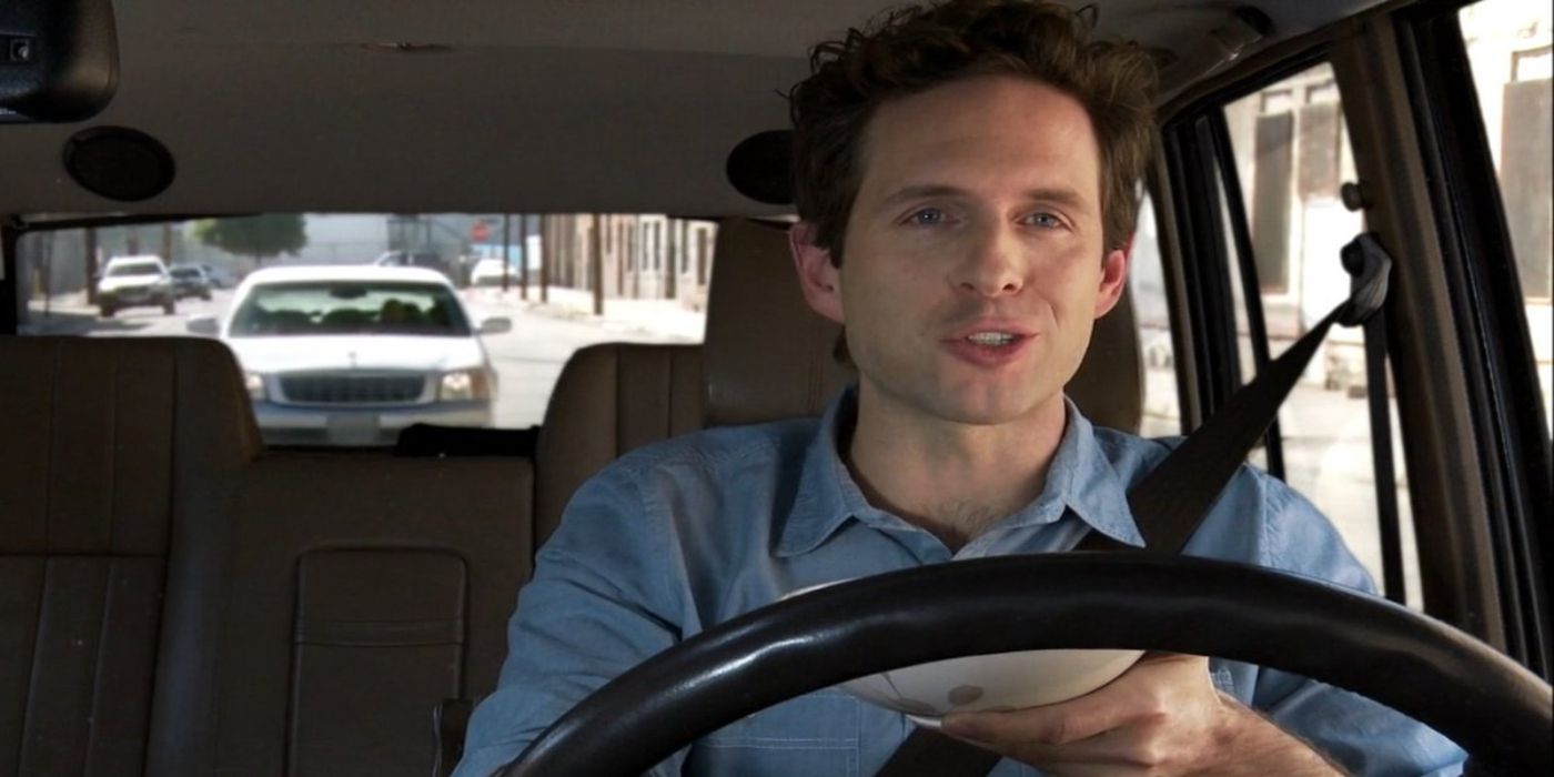 Glenn Howerton eats cereal in his car in It's Always Sunny in Philadelphia. 