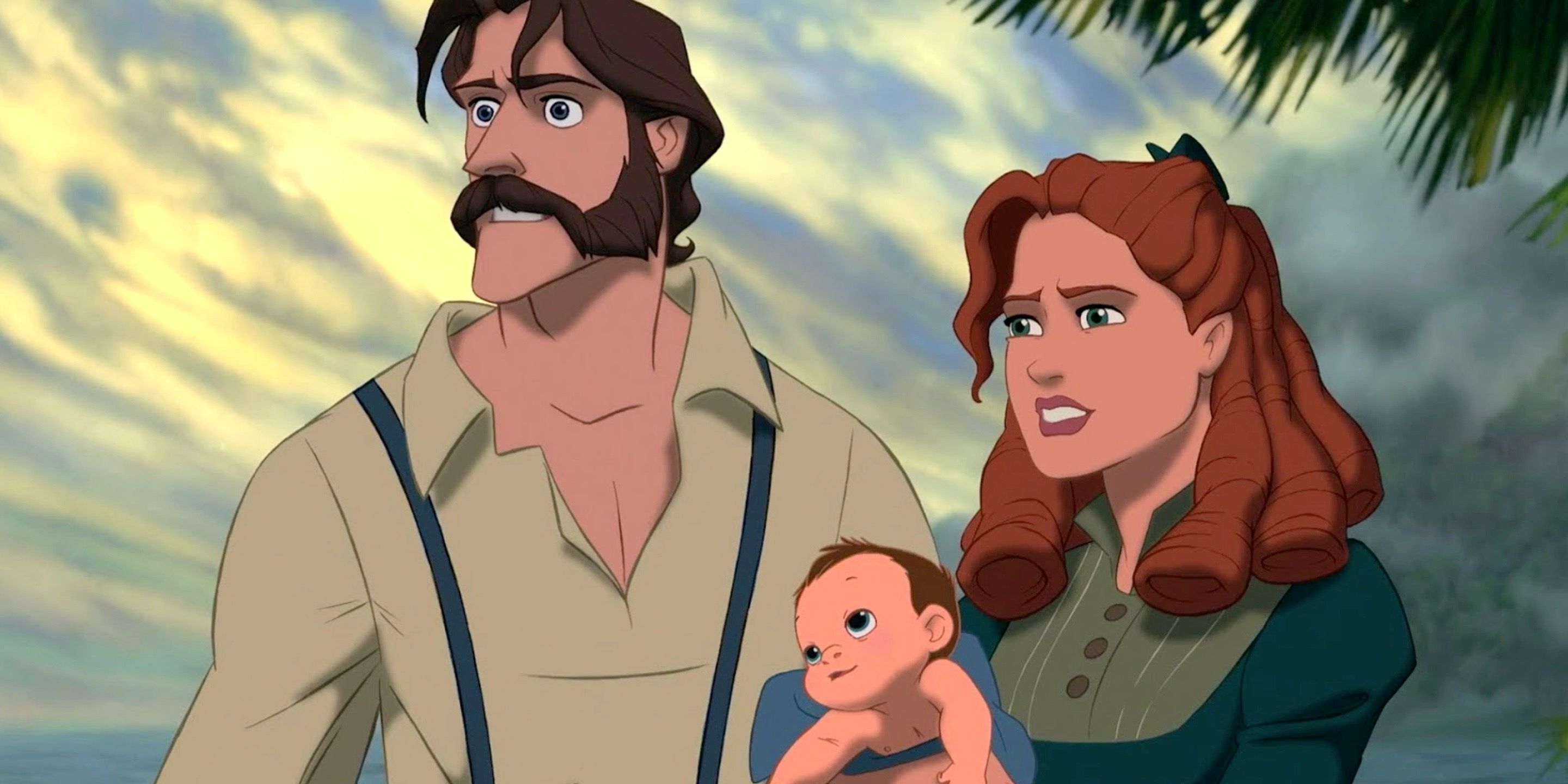 Tarzan as a child with his shipwrecked parents