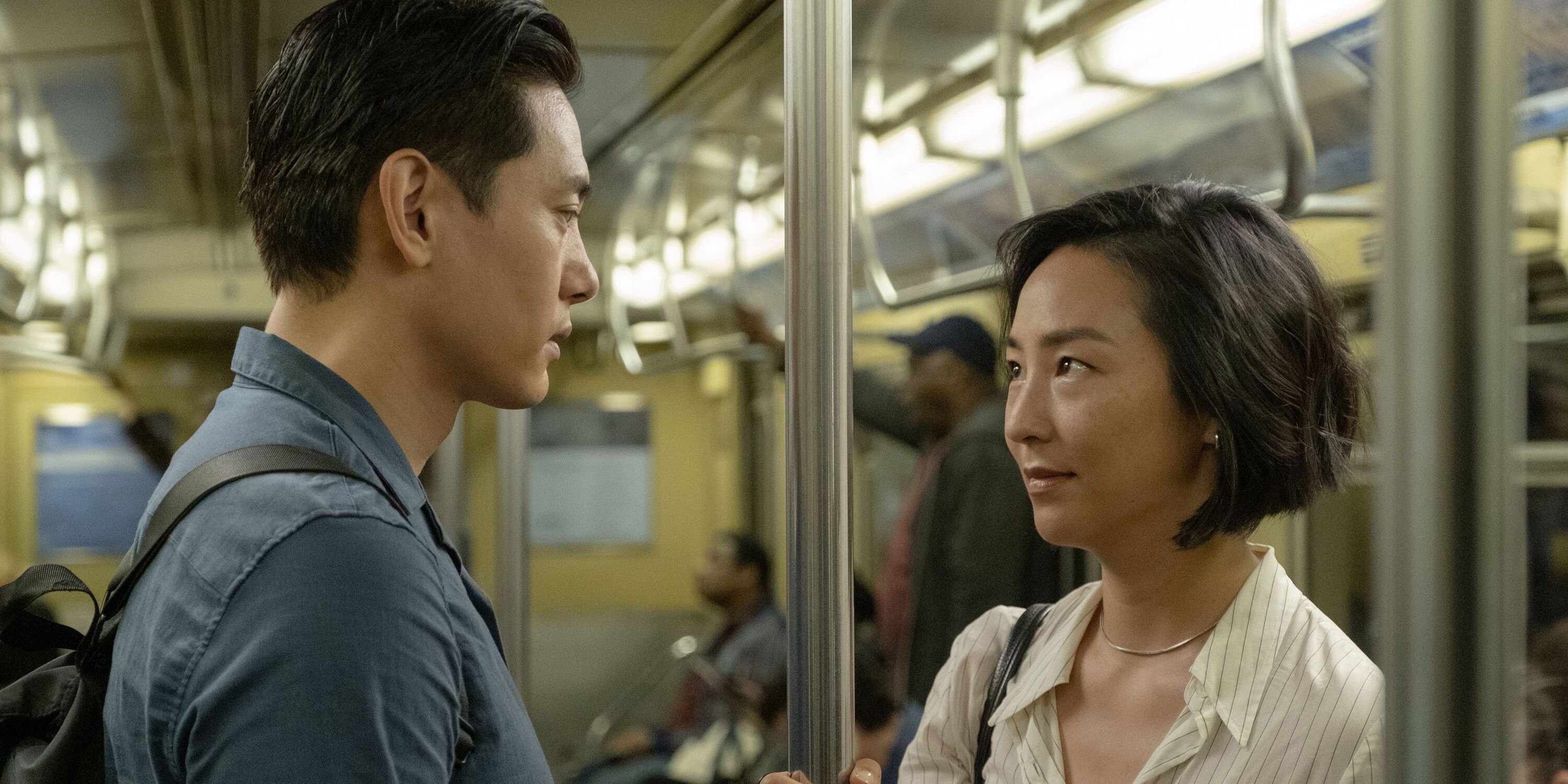 Greta Lee and Ti Yu on the train